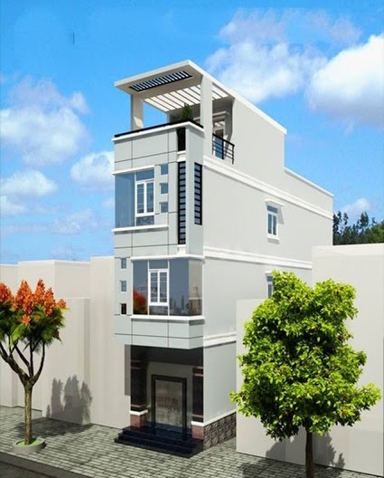 Mẫu nhà 4 tầng này cũng có thể bố trí tương tự như mẫu trên, sự khác biệt ở đây chính là mặt tiền. Mặt tiền của mẫu nhà 4 tầng này không tạo điểm nhấn nhờ vào phối màu sơn mà ở kiểu cách thiết kế. mẫu thiết kế nhà 4 tầng