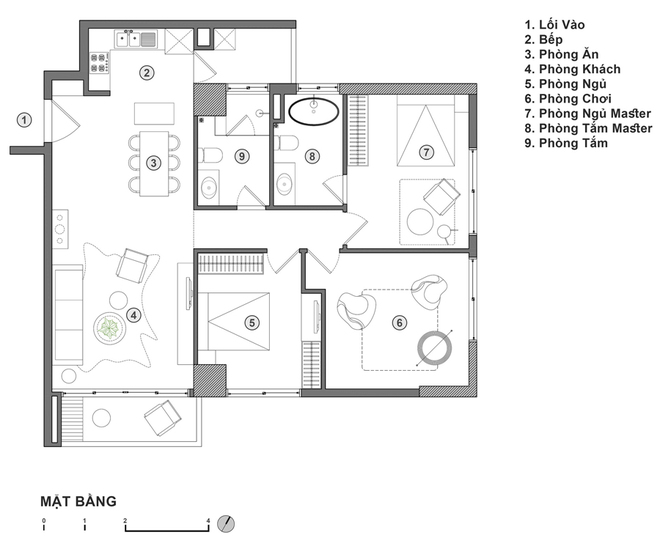 mặt bằng thiết kế căn hộ 110m2