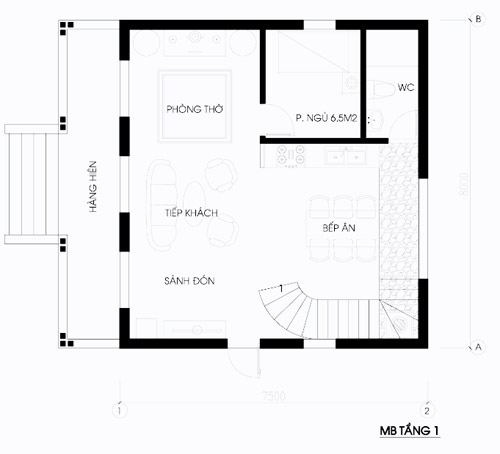 Bản vẽ mặt bằng tầng 1