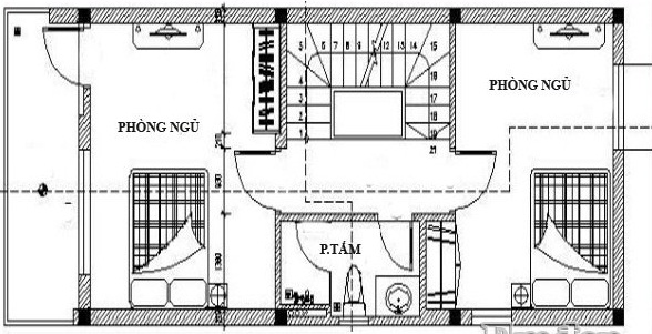 thiết kế nhà 2 tầng 1 tum