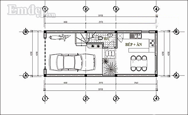  Mặt bằng thiết kế tầng 1