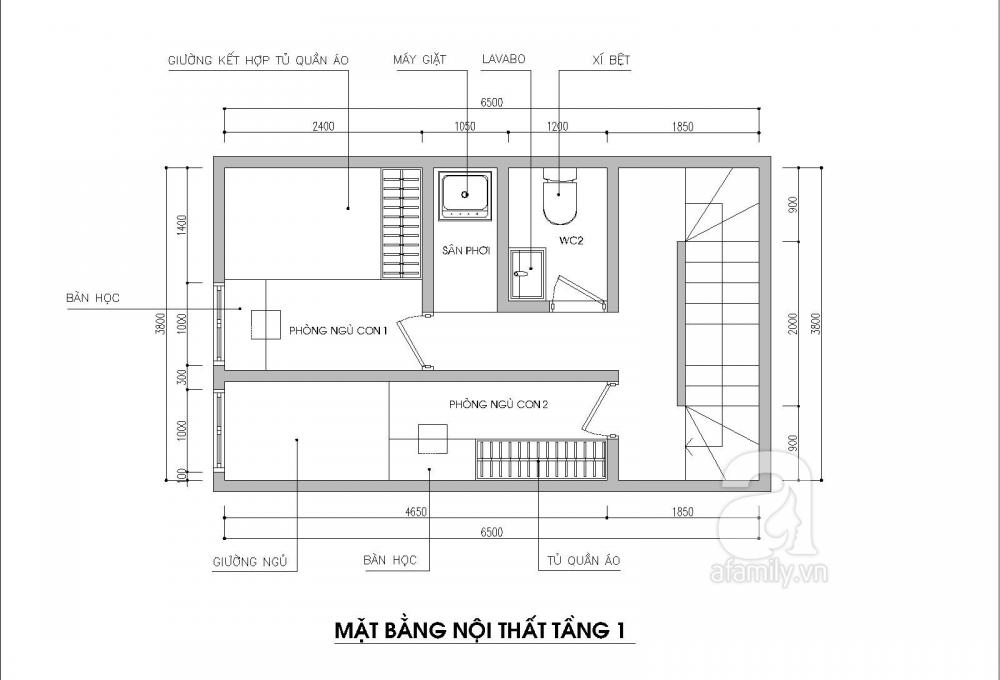 mặt bằng nội thất tầng 1