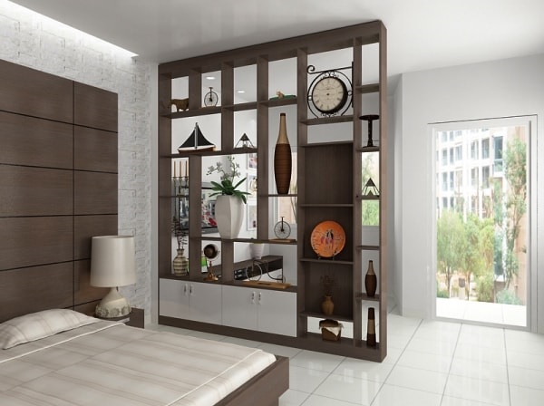 Vách ngăn kiêm tủ đựng đồ 