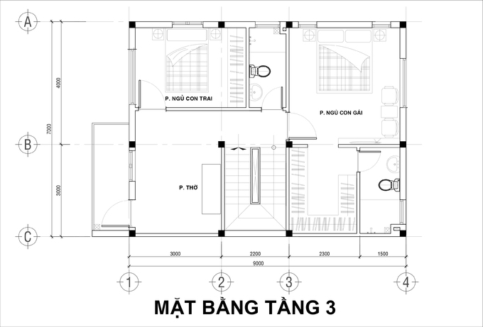 bản thiết kế tầng 3 của ngôi nhà