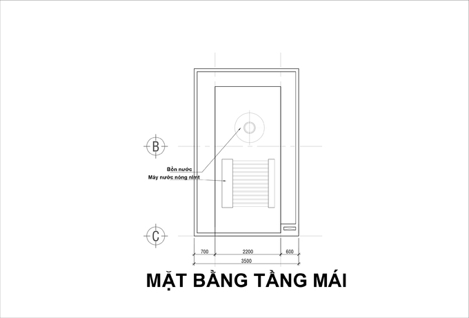 bản thiết kế tầng mái của ngôi nhà