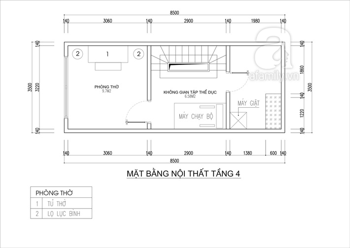 thiết kế nhà 4 tầng trên đất nhỏ