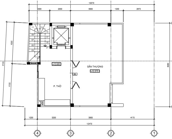 bản vẽ bố trí mặt bằng tầng thượng