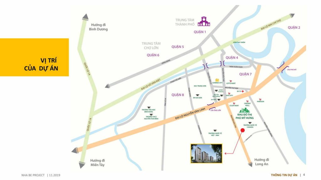 Bản đồ con đường với các hình mũi tên màu xanh, cam, ghi