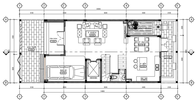 mặt bằng nhà thể hiện vị trí lắp đặt thang máy gia đình