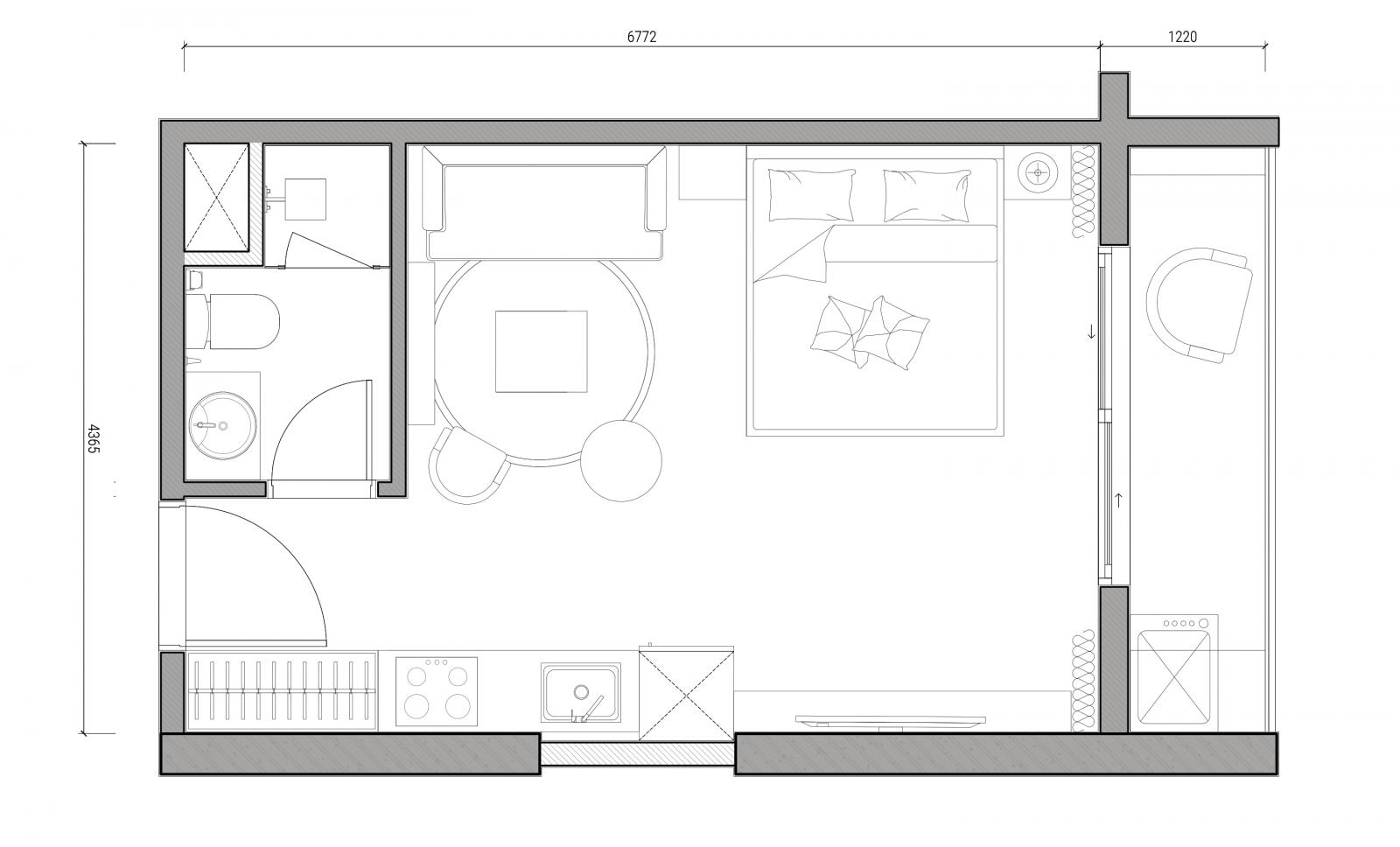 mặt bằng căn hộ 35m2