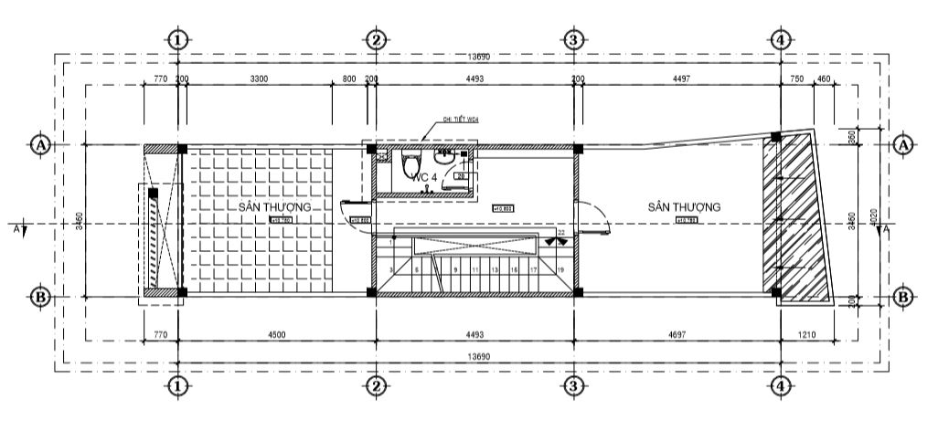 sơ đồ bố trí mặt bằng sân thượng