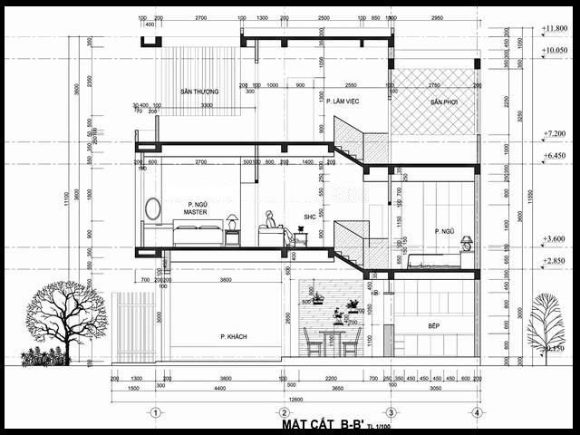 thiết kế nhà lệch tầng đẹp