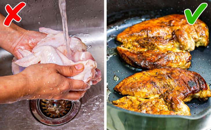 Không nên rửa thịt trước khi nấu
