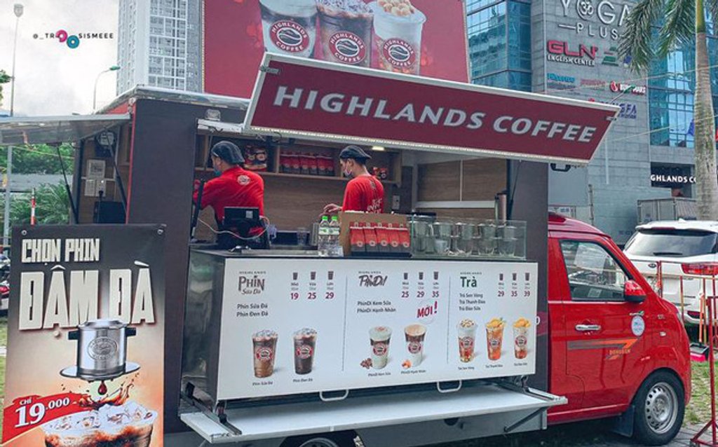 mô hình lưu động của highland coffee